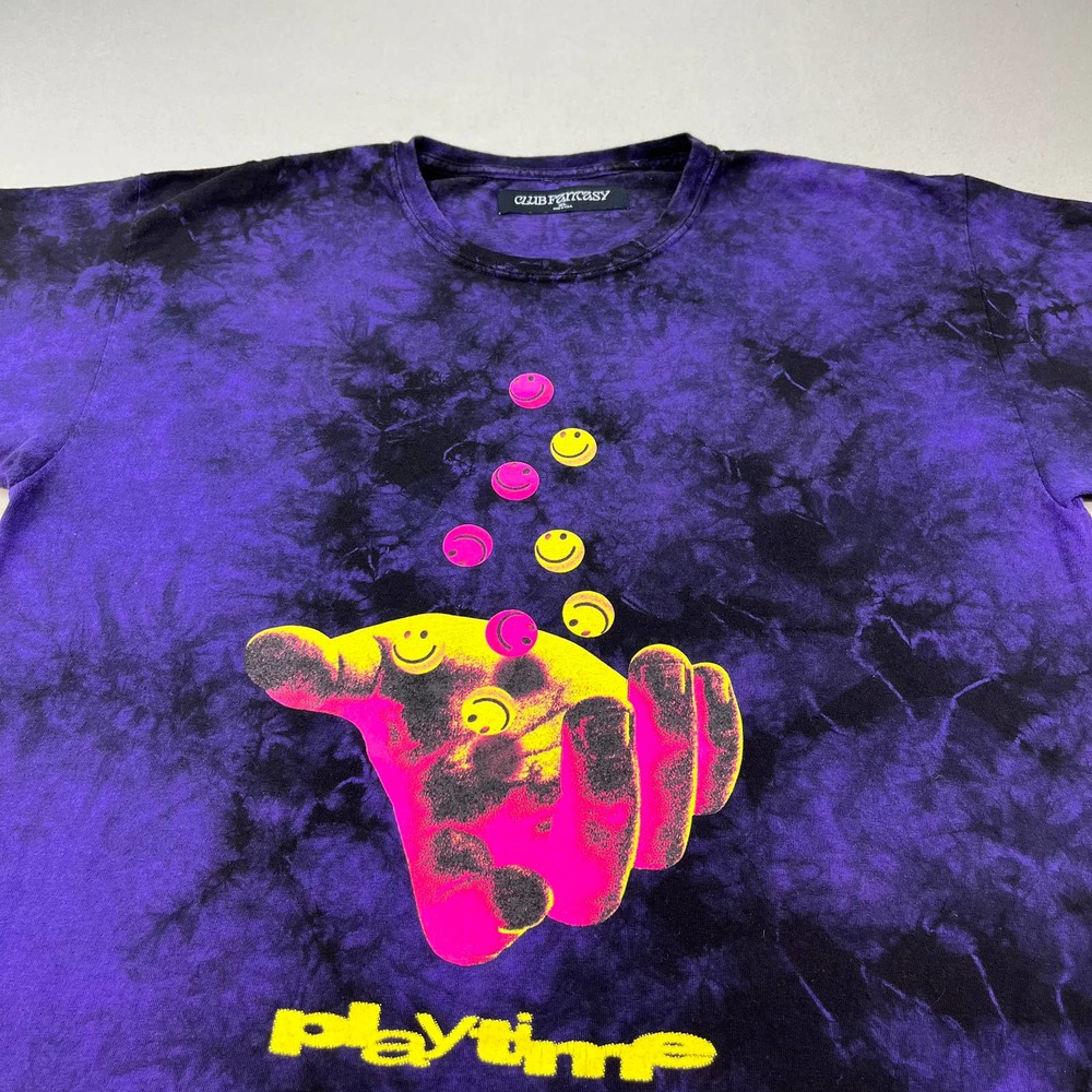 Club Fantasy Play Time Our Time Has Come T-Shirt Adult XL Black Purple Tie Dye